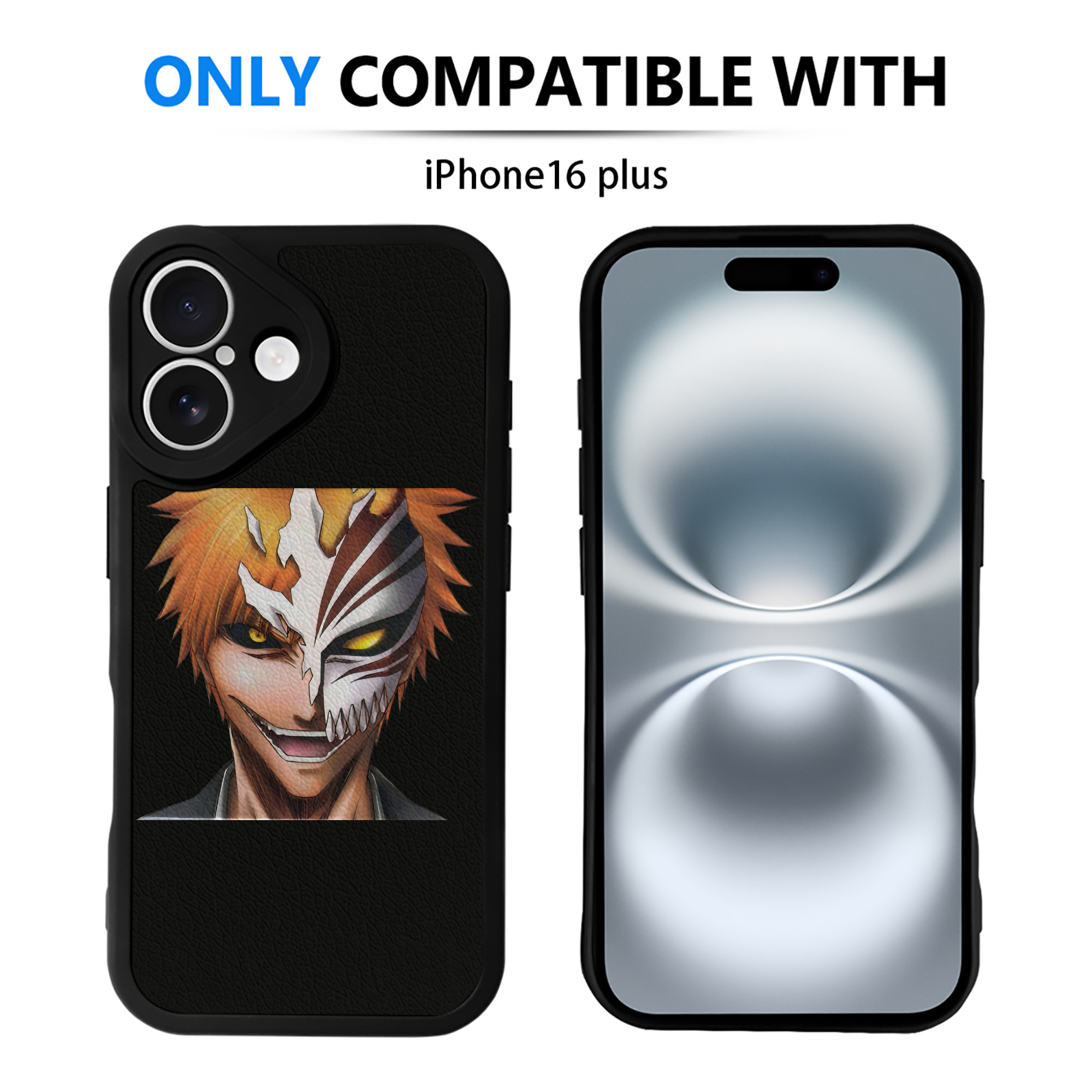 ブリーチ 黒崎一護（くろさき いちご）BLEACH Kurosaki Ichigo 【iPhone 16シリーズ対応】シリコンスマホケース（レザー調） 材質：シリコン